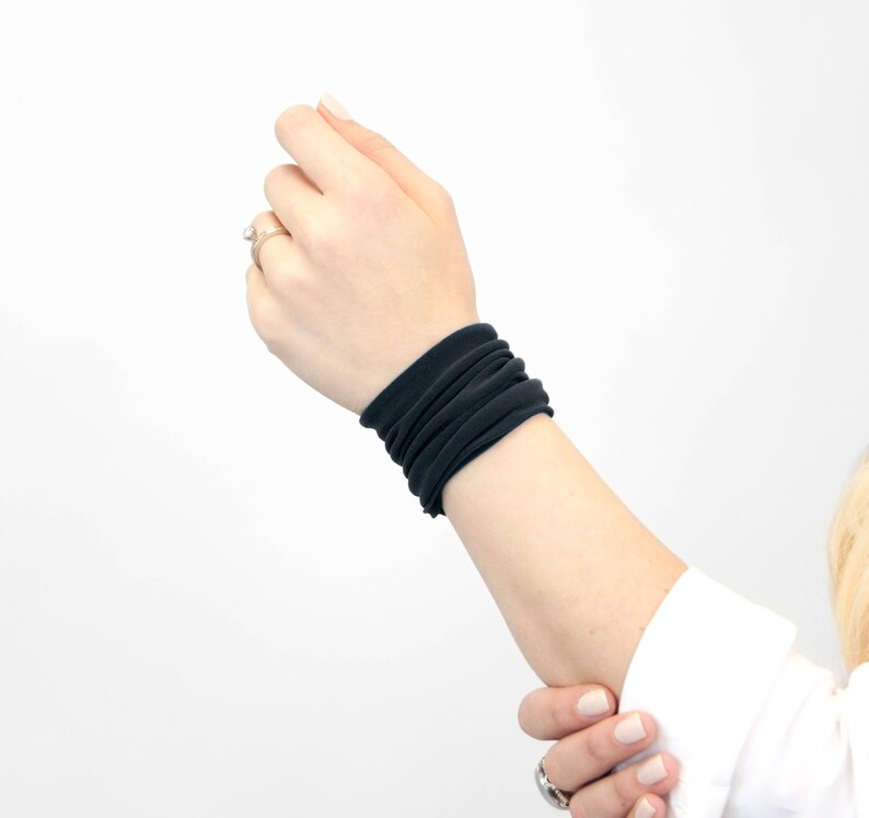 Fabric Wrist Cuff Bracelet Gray Grey Wide Arm Band Women Etsy