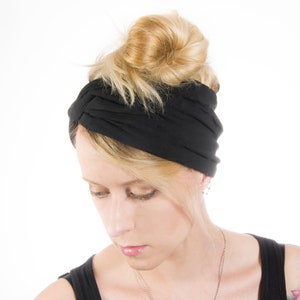 Wide Headband, Black Twist Headband, Scrunch Headband, Yoga Headbands for Women Turban, Black Headband Adult Headband Christmas Gift Ideas image 2