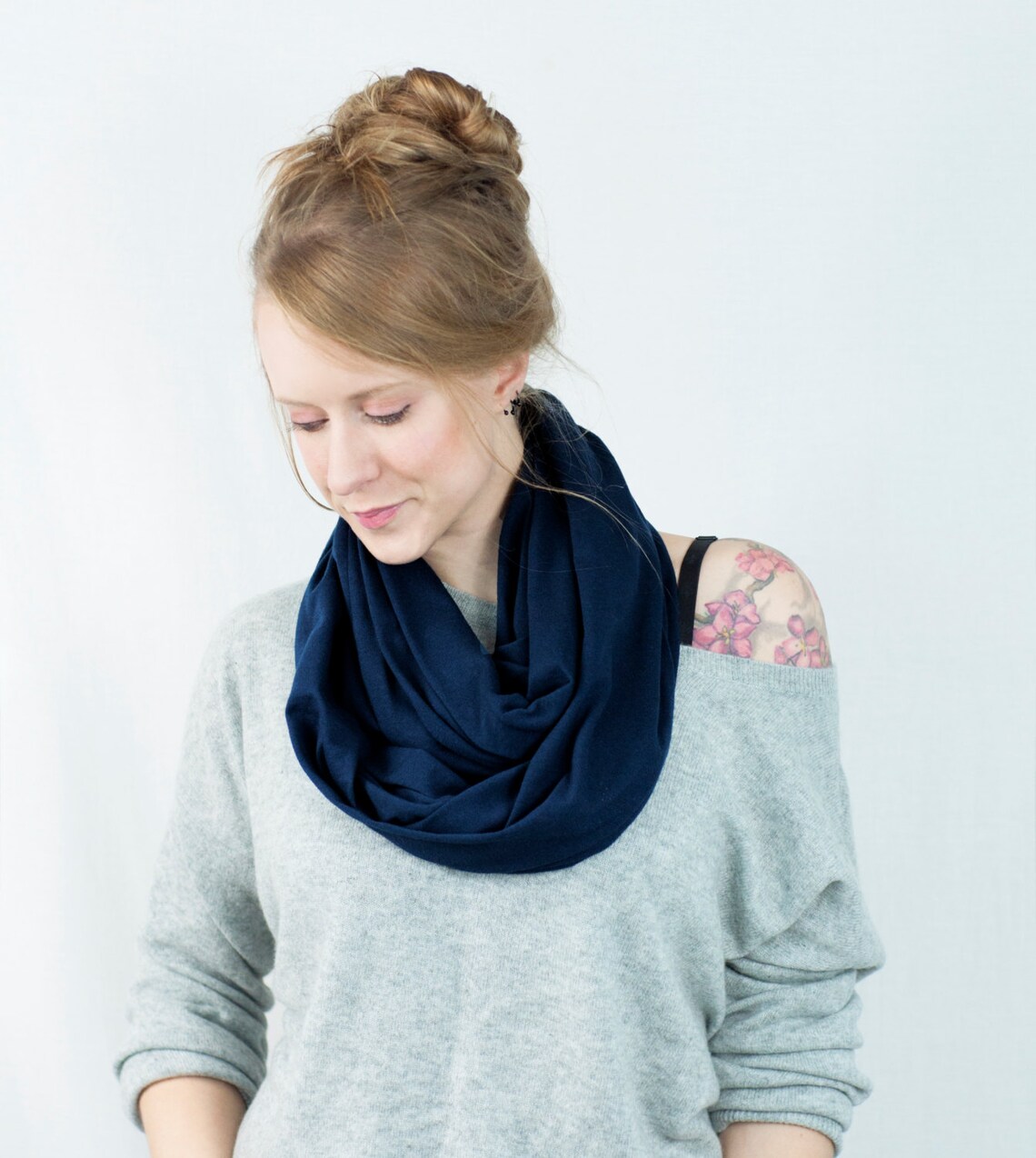 Scarf and Gloves Set Gift Sets for Women Navy Blue Infinity Etsy