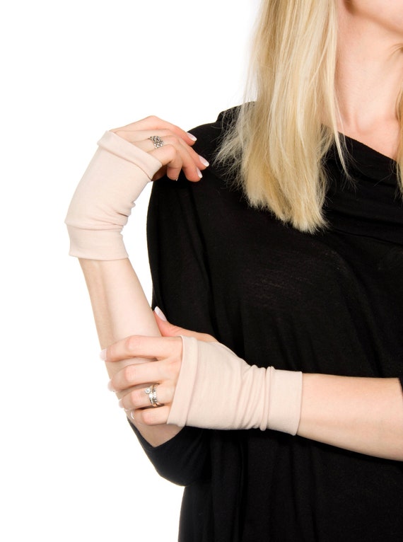 Jersey fingerless store gloves