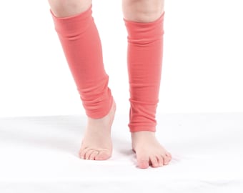 Coral Pink Jersey Leg Warmers: Kids Dance Costume Accessory