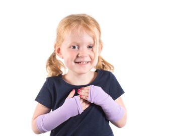 Long KIDS Fingerless Gloves, Long Purple Gloves, Child Gloves Purple Fingerless Gloves Hand Warmers Gloves Toddler Fingerless Costume Gloves