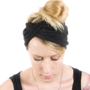 Wide Headband, Black Twist Headband, Scrunch Headband, Yoga Headbands for Women Turban, Black Headband Adult Headband Christmas Gift Ideas image 3