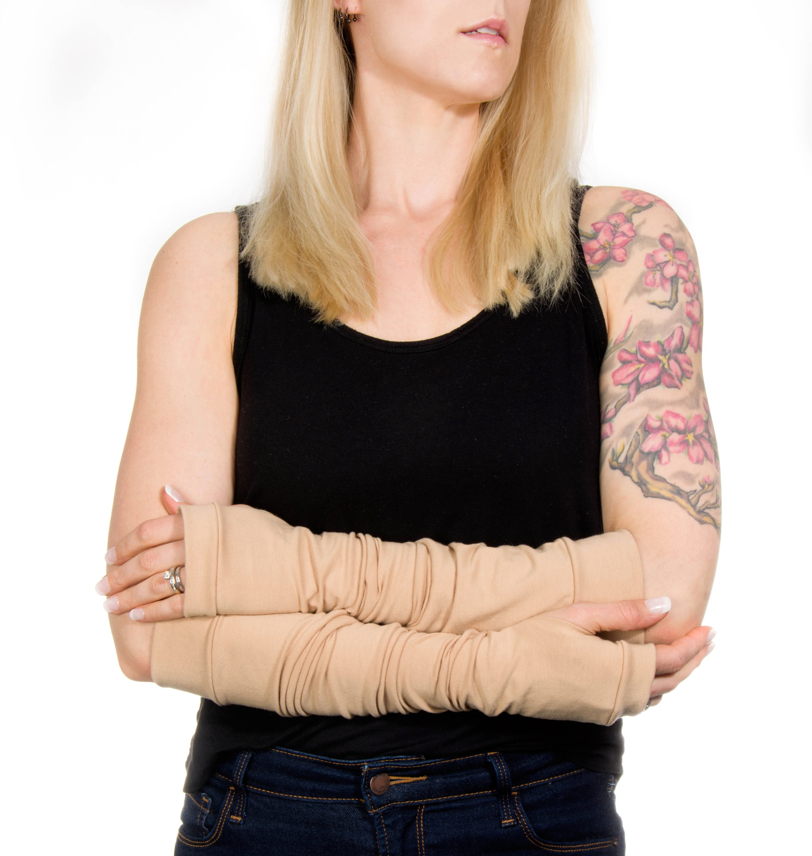 Extra Long Fingerless Gloves Long Arm Warmers Nude Gloves Etsy