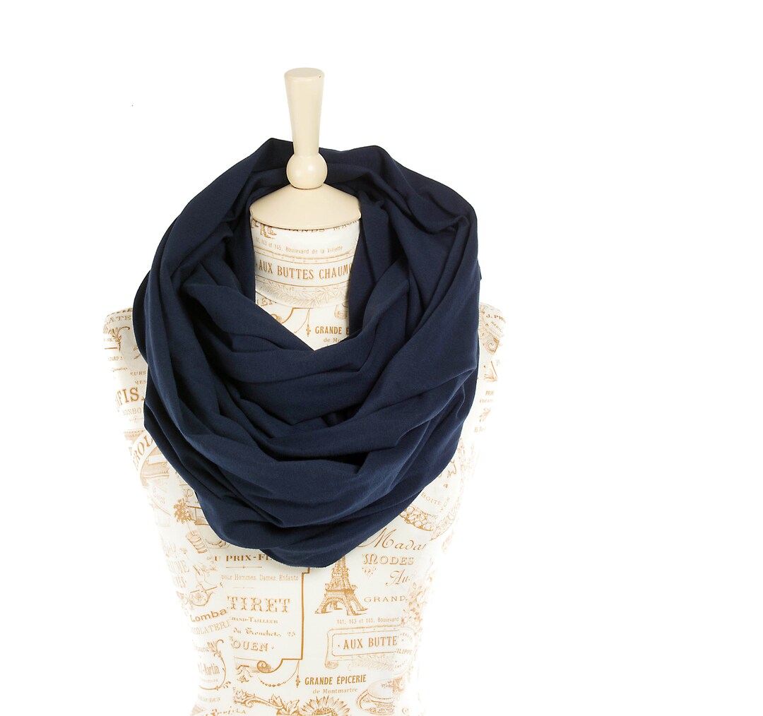 Navy Infinity Scarf, Wide Infinity Scarf, Hooded Scarf Shawl