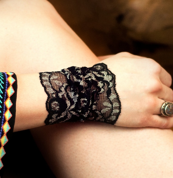  Forgotten Cotton Stretch Fabric Wrist Cuff Bracelet (Silver) :  Handmade Products