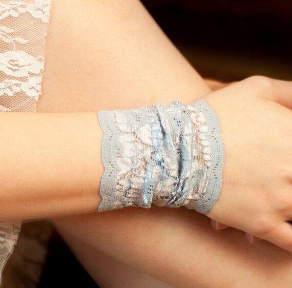  Forgotten Cotton Stretch Fabric Wrist Cuff Bracelet (Silver) :  Handmade Products