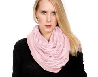 Light Pink Infinity Scarf: Soft Cotton Jersey Blend
