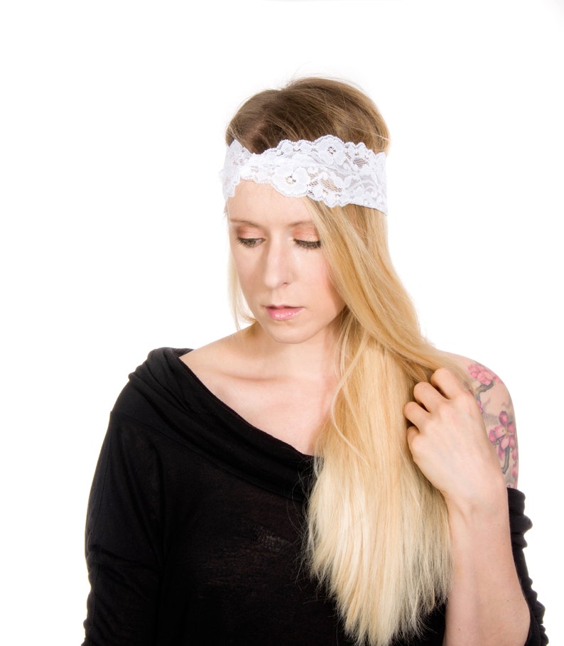 White Lace Headband White Headband Twist Headband White | Etsy