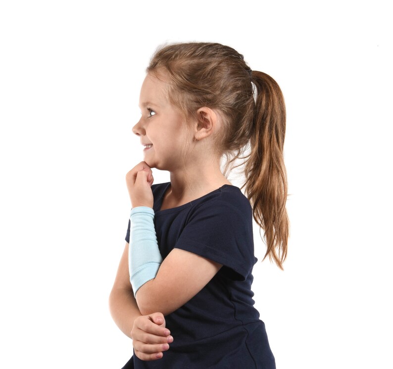 KIDS Arm Sleeve, Light Blue Forearm Cover, Long Cuff Costume Accessory Pastel Boy Girl Arm Sleeve Extender Warmer Scar Eczema Protection image 2