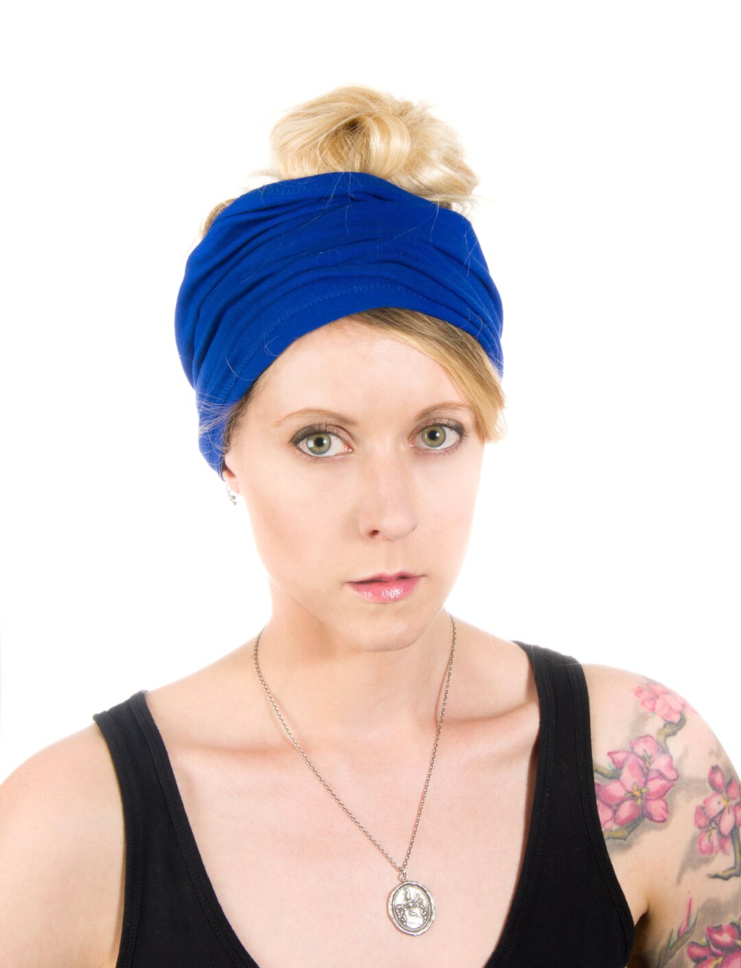 Blue Headband Jersey Headband for Women Head Covering Etsy