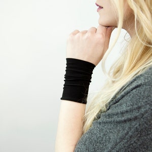 Black Stretch Jersey Wrist Cuff: Tattoo Cover, Arm Band