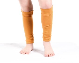 Mustard Yellow Jersey Knit Leg Warmers: Kids Dance Accessory