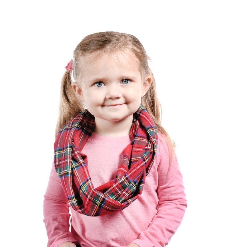 Girls Infinity Scarf Tartan Plaid Scarf Kid Flannel Scarf Etsy
