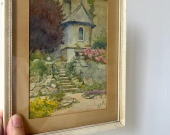 Original Vintage Framed Watercolour Circa 1950's "In a Garden Grange over Sands"