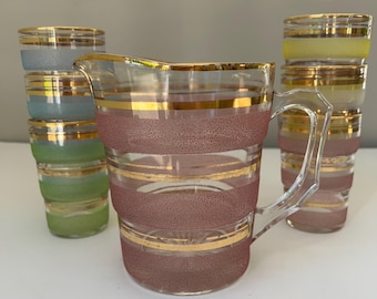 Mid Century Glas Krug & Becher