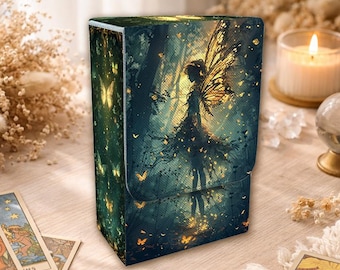 PU Tarot Card Box, Gilded Butterfly Enchant, PU Leather Card Storage Box, Fairy Tarot Deck Case, Gift for Tarot Lover