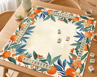 Tapis de mahjong Orange Grove, tapis de table Citrus Blossom, tapis de mahjong inspiré de la côte amalfitaine, cadeau de mahjong antidérapant