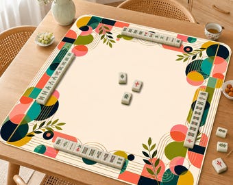 Mahjong Mat, Geometric Luxury Mah Jongg Table Mat,  Mahjong Set Accessories,Gift for Mahjong Lovers，Modern Geometric Mahjong mat