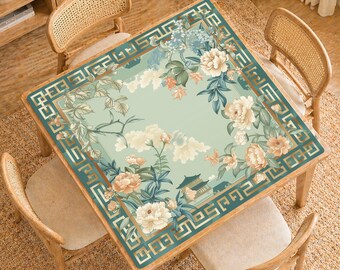 Mahjong Mat, Elegant Oriental Mahjong Table Mat, Non-Slip Mah Jongg Game Mat, Gift for Mahjong Lovers,Jade Palace Bloom