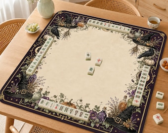 Halloween Mahjong Mat, Pumpkin Mah Jongg Table Mat, Spooky Autumn Game Mat, Gift for Mahjong Lovers,Witchy Halloween