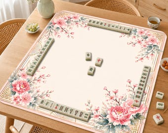 Floral Mahjong Mat, Chinese Plum Blosso Mah Jongg Table Mat,  Mahjong Set Accessories,Gift for Mahjong Lovers，Luxury  Mahjong mat