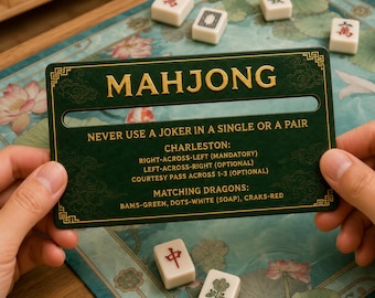 Personalized Mahjong Line Reader Set, Custom Mahjong Reference Board with Storage Bag, Mahjong Gift for Players, Game Night Accessory