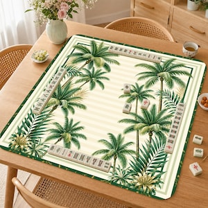Mahjong Matte, Palmen Mahjong Matte, Tropische Küsten Mahjong Matte, Luxus Palm Paradise Spieltisch Matte, Strandhaus Mahjong Geschenk Bild 1
