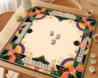 Art Deco Mahjong Mat, Geometric Luxury Mah Jongg Table Mat,  Mahjong Set Accessories,Gift for Mahjong Lovers，Luxury  Mahjong mat