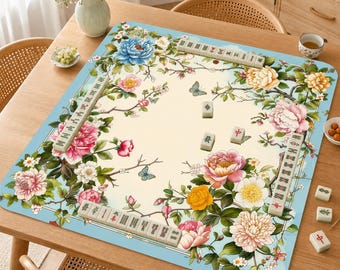 Mahjong Mat, Romantic Garden Mahjong Table Mat, Cottagecore Mah Jongg Mat, Butterfly Floral Game Mat, Mahjong Gift,Vintage Floral