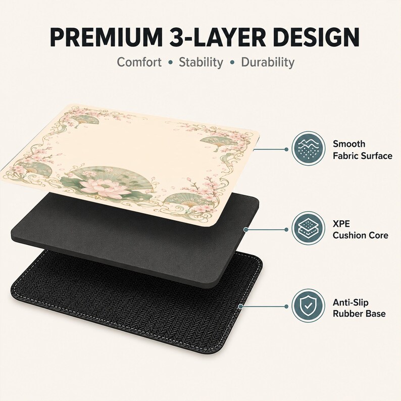 Fan Lotus Mahjong Mat, Nombre personalizado Mah Jongg Mat, Sakura Floral Game Table Mat, Elegante regalo de Mahjong imagen 2