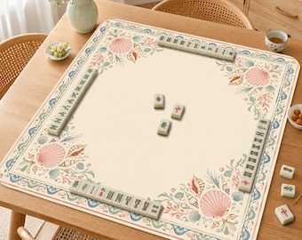 Seashell Mah Jongg Mat,  Mahjong Set Accessories,Gift for Mahjong Lovers，Luxury Leopard Garden