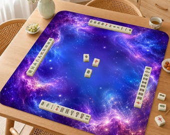 Mahjong Table Mat – Fantasy Space Theme Gaming Mat for Card Games & Board Games,Galaxy Nebula