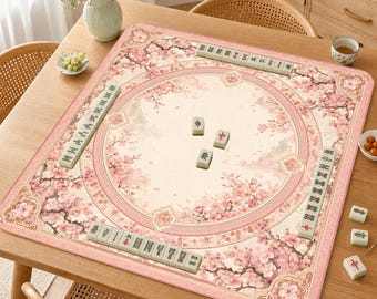 Mahjong Mat, Pink Sakura Mah Jongg Table Mat, Elegant Floral Game Mat, Gift for Mahjong Lovers,Cherry Blossom