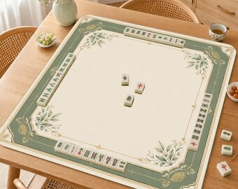 Mahjong Mat, Minimalist Botanical Mah Jongg Table Mat, Elegant Garden Game Mat, Gift for Mahjong Lovers,Sage Green