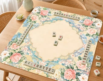 Mahjong Mat – Luxury Oriental Garden Game Playmat,Gift for Mahjong & Board Game Lovers,Vintage Blossom
