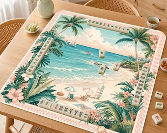 Tropische Strand Mahjong Matte, Küstenparadies Mahjong Tischmatte, Ocean Breeze Mah Jongg Matte, Palmen Spielmatte, Sommer Strand Geschenk