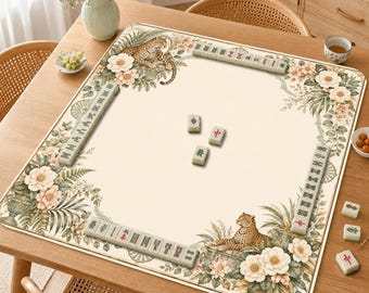 Tropical Floral American Mah Jongg Mat,  Mahjong Set Accessories,Gift for Mahjong Lovers，Luxury Leopard Garden
