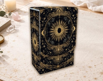 Celestial Sun Card Box • Personalized Tarot Card Box • PU Leather Tarot Case • Oracle Card Holder • Witchy Gift