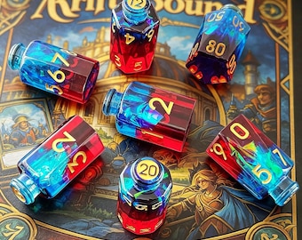 Potion Bottle DND Dice Set, Resin Polyhedral RPG Dice for Dungeons and Dragons, Fantasy TTRPG Gaming Dice Gift