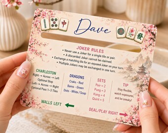 Mahjong Line Reader, Personalized Mahjong Reference Aid, American Mahjong Rule Card, Sakura Mahjong Gift for Players