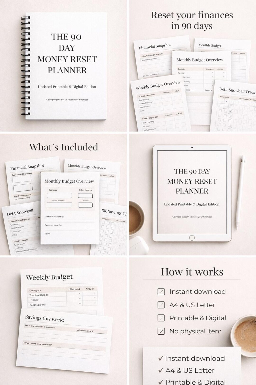 90 Day Money Reset Planner Printable | Undated Budget Planner PDF ...