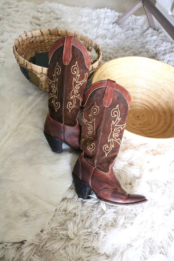 worn cowboy boots