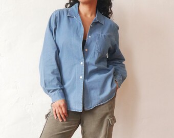 Denim Long Sleeve Shirt 90s button-down shirt Vintage