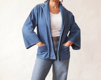 80s Denim Chore Jacket Cardigan Vintage