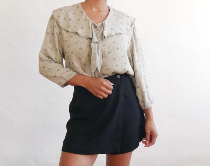 Vintage Ruffled Blouse 90s Peter Pan Collar Top - Etsy