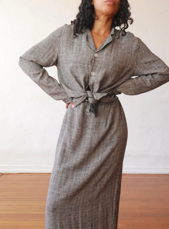 Vintage matching top and skirt set 90's gray and b