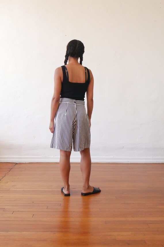 Vintage 90's striped shorts black and white strip… - image 5