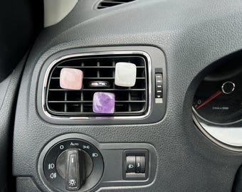 Clip para rejilla de ventilación de coche de cristal natural, piedra natural cuadrada 3D, decoración interior de coche para mujer, accesorio de coche encantador, regalo de cristal para coche