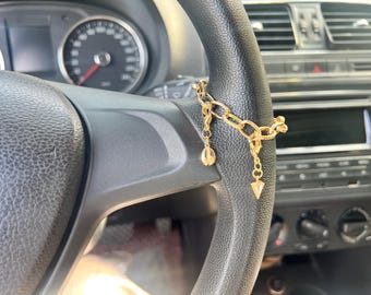 Guldfärgad kaffebönostberlock | Rattkedja i bilen | Personliga biltillbehör, bilsmycken | Unik bilgåva